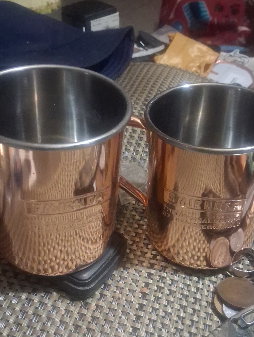 Pair of Copper-Tone Stainless Steel Mugs